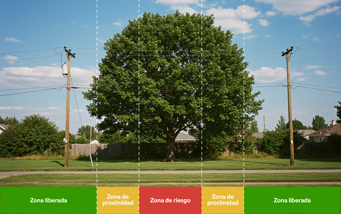 Zona de seguridad para trabajos en poda